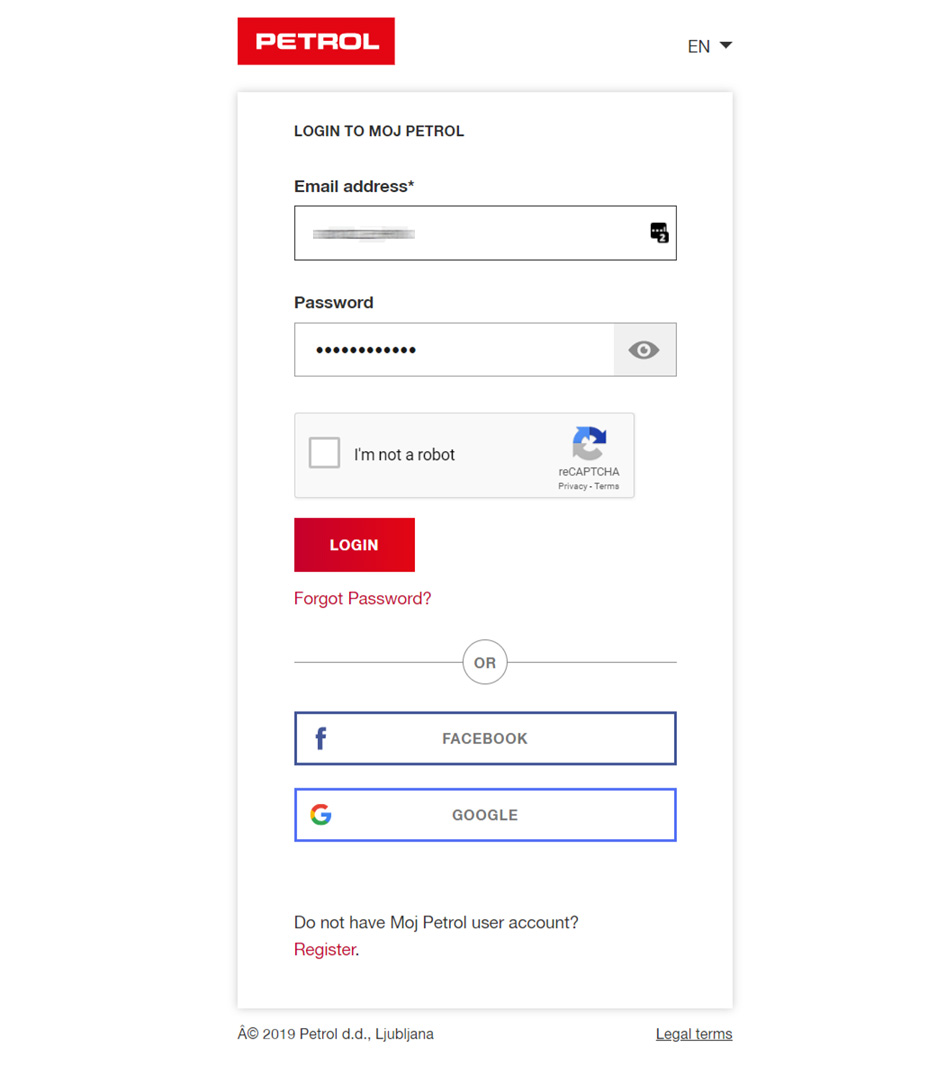 prijava v Moj Petrol