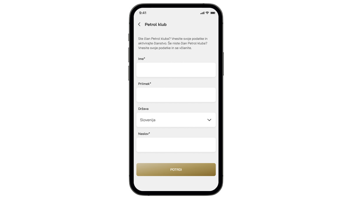 Izpolnite obrazec, ki se pojavi