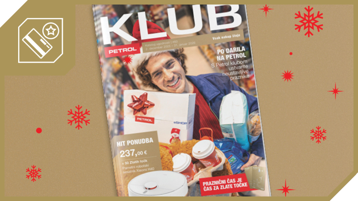 Na sliki je katalog podjetja Petrol, imenovan KLUB Petrol. Na naslovnici kataloga je skupina štirih ljudi, ki veselo hodijo z nakupovalnimi vrečkami. Vidni so napisi »November, ki se splača – veliki nakupi, še večji prihranki«, »Plačilna kartica Petrol Kluba je sedaj še boljša« in »Hit ponudba 469,99 €«.  Katalog je postavljen na zlato-rjavo ozadje, slika pa je okvirjena z zlato barvo. V zgornjem levem kotu je ikona kartice z zvezdico,