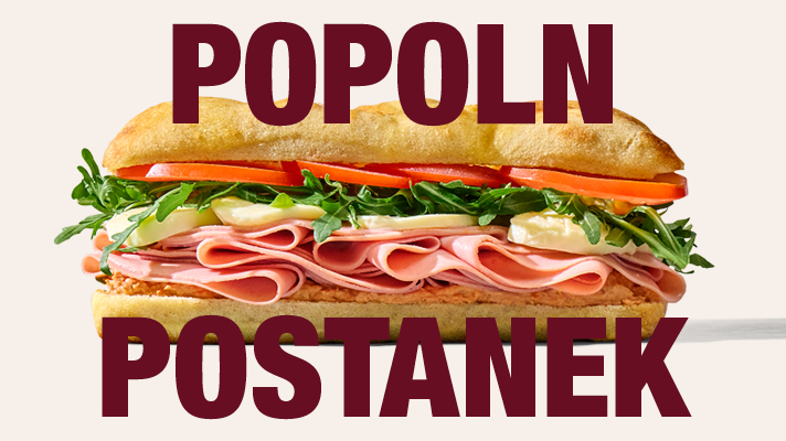 Na sliki sta napis Popoln postanek in slasten svež sendvič Bologna iz Petrolove Fresh ponudbe.