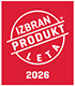 Na sliki je prikazano rdeče polje s beelim krožnim logotipom, v katerem je napis »Izbran produkt leta 2025«. Logotip predstavlja znak za priznanje izdelka, ki je bil izbran kot produkt leta 2026.